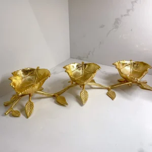Inspire Me! Home Decor Gold Leaf 3 Section Bowls On Vine Stand