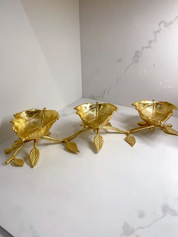 Inspire Me! Home Decor Gold Leaf 3 Section Bowls On Vine Stand
