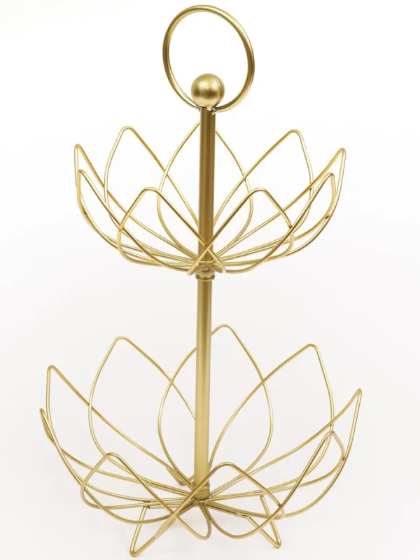Inspire Me! Home Decor Gold Flower Shaped Metal Two-Tiered Display