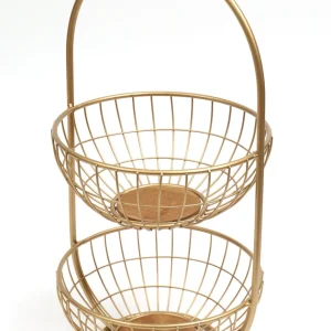 Inspire Me! Home Decor Gold Metal Two Tier Storage Basket