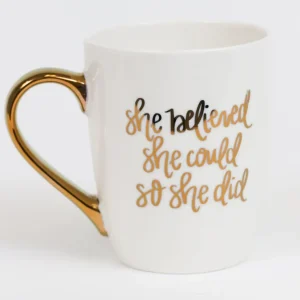 Inspire Me! Home Decor Gold “She Believed She Could So She Did” Mug