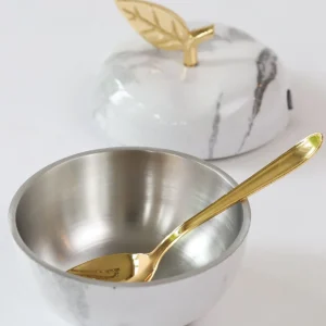 Inspire Me! Home Decor Gold Marbled Pattern Apple Honey/Sugar Dispenser