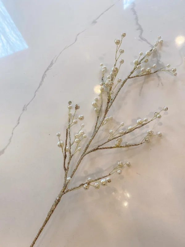 Inspire Me! Home Decor Gold Glitter Pearl Stem