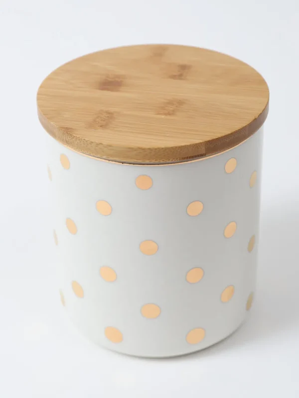 Inspire Me! Home Decor Gold Polka Dots Lidded Jar