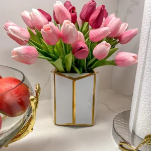 Inspire Me! Home Decor Gold And White Octagon Vase