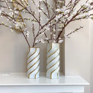Inspire Me! Home Decor Gold And White Twist Vase (2 Sizes)
