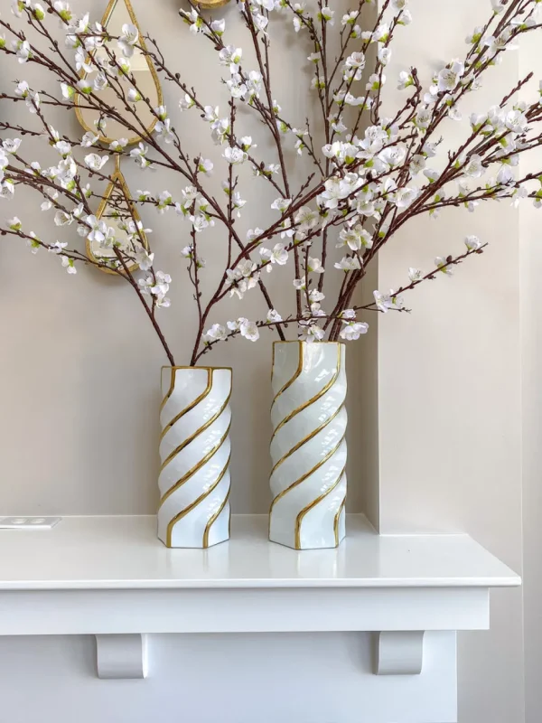 Inspire Me! Home Decor Gold And White Twist Vase (2 Sizes)