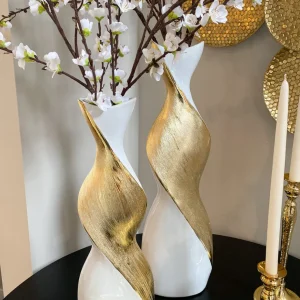 Inspire Me! Home Decor Gold And White Twisted Vase (2 Sizes)