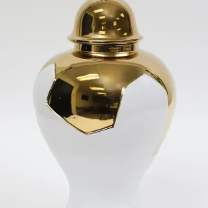 Inspire Me! Home Decor Gold Geometric White And Gold Ginger Jar (3 Sizes)