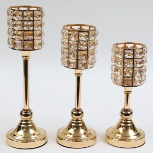 Inspire Me! Home Decor Gold Crystal Candleholders (Set Of 3)