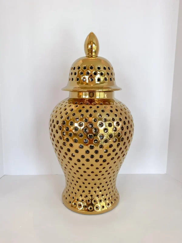 Inspire Me! Home Decor Gold Pierced Ginger Jar