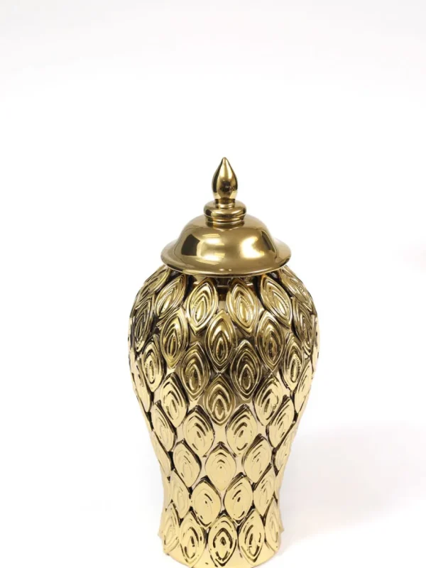 Inspire Me! Home Decor Gold Petal Textured Ginger Jars (3 Sizes)