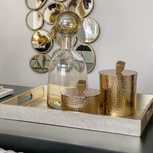 Inspire Me! Home Decor Golden Faux Leather Tray, Set Of 3