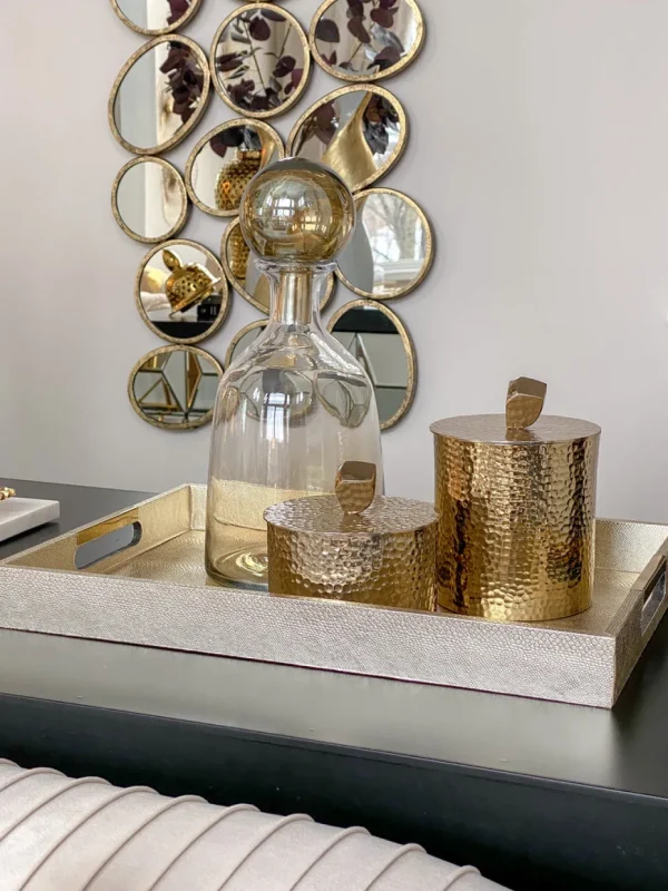 Inspire Me! Home Decor Golden Faux Leather Tray, Set Of 3