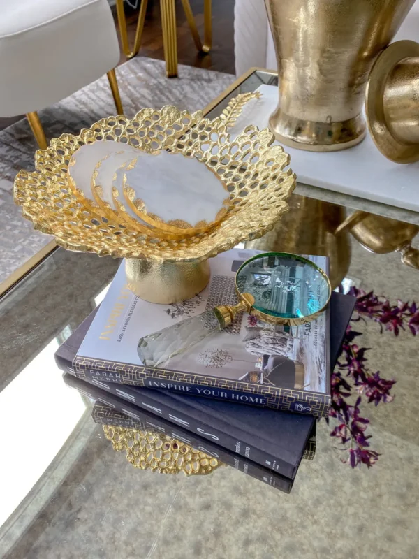 Inspire Me! Home Decor Gold Magnifying Glass W/ Textured Glass Handle