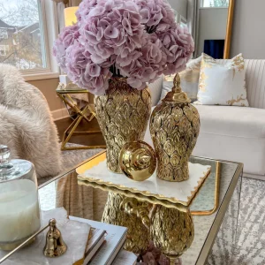 Inspire Me! Home Decor Gold Petal Textured Ginger Jars (3 Sizes)