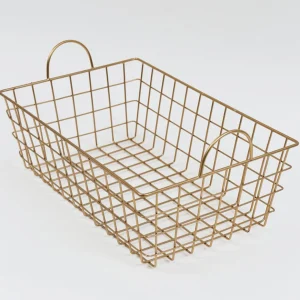 Inspire Me! Home Decor Gold Rectangular Wired Basket (3 Sizes)