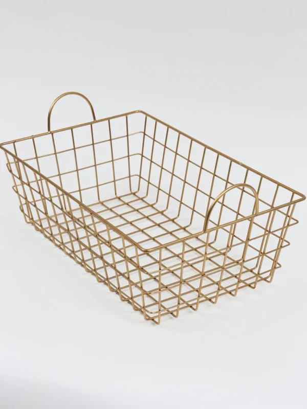 Inspire Me! Home Decor Gold Rectangular Wired Basket (3 Sizes)