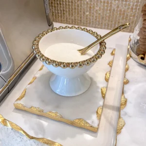 Inspire Me! Home Decor Gold Beaded Snack Bowl W/ Spoon