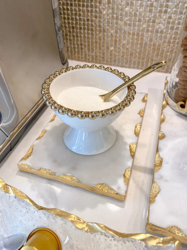 Inspire Me! Home Decor Gold Beaded Snack Bowl W/ Spoon