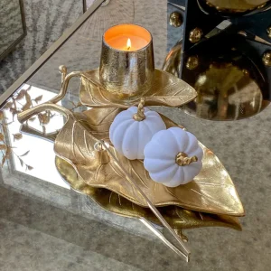 Inspire Me! Home Decor Gold Double Leaf Platter