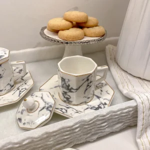 Inspire Me! Home Decor Gold Marbled Hexagon Espresso Tea Set Of 6