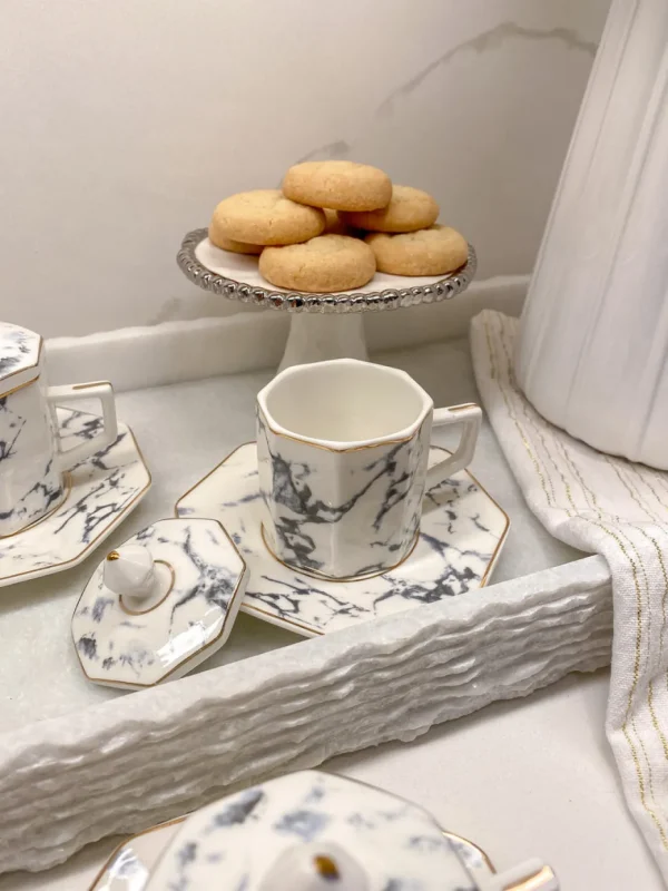 Inspire Me! Home Decor Gold Marbled Hexagon Espresso Tea Set Of 6