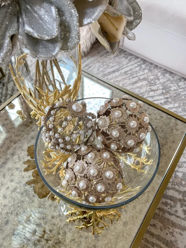 Inspire Me! Home Decor Gold Large Metallic Pearl Ornament/ Orb