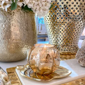 Inspire Me! Home Decor Gold Mercury Glass Pumpkin Scented Candle