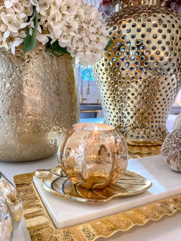 Inspire Me! Home Decor Gold Mercury Glass Pumpkin Scented Candle