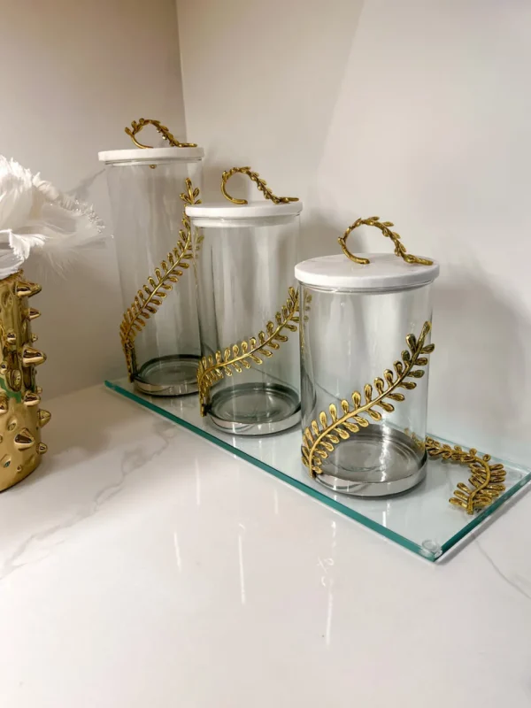 Inspire Me! Home Decor Gold Curry Leaf Canister (3 Sizes)