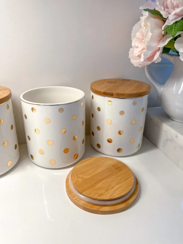 Inspire Me! Home Decor Gold Polka Dots Lidded Jar