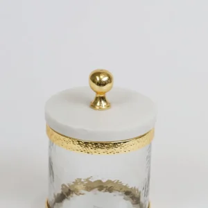 Inspire Me! Home Decor Gold Textured Rim Canisters W/ Marble Lid (3 Sizes)