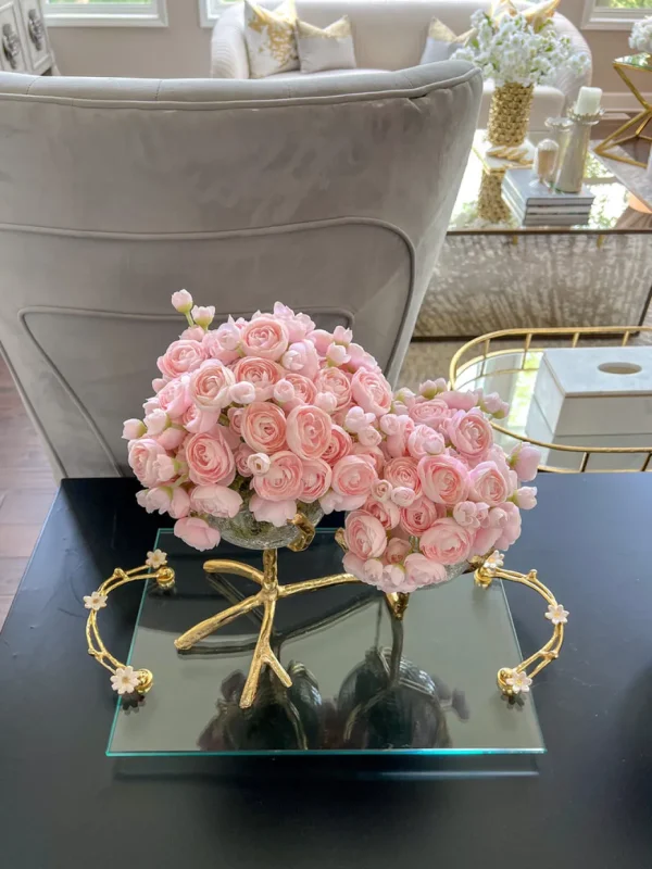 Inspire Me! Home Decor Gold Branch Centerpiece With 2 Glass Crackled Bowls