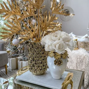Inspire Me! Home Decor Gold Vase With Petal Design