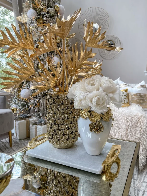 Inspire Me! Home Decor Gold Vase With Petal Design