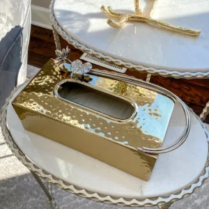 Inspire Me! Home Decor Gold & Silver Metal Tissue Box Cover With Floral Detail