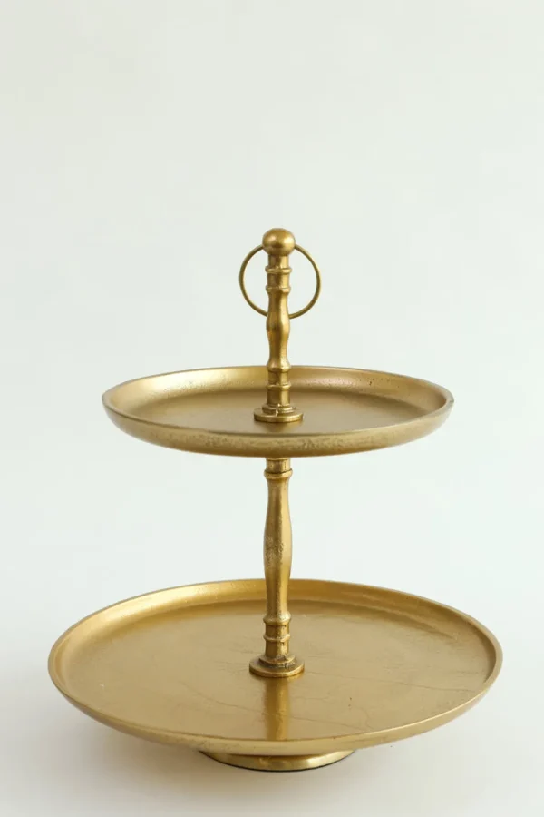 Inspire Me! Home Decor Gold 2-Tiered Metal Cake Stand
