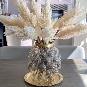 Inspire Me! Home Decor Gold Textured Ruffle Round Tray/Charger