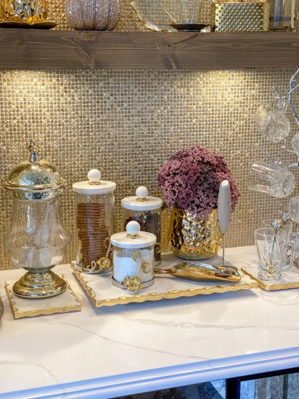 Inspire Me! Home Decor Gold Hammered Lid Apothecary Jar
