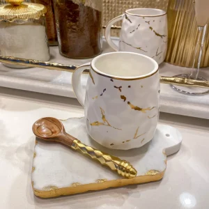 Inspire Me! Home Decor Gold Hammered Handle Wooden Tea Spoon (Set Of 4)