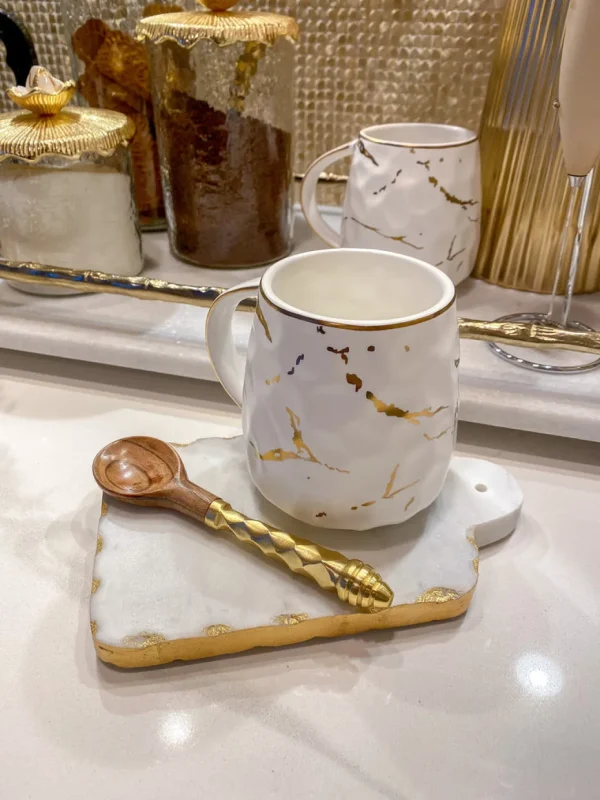Inspire Me! Home Decor Gold Hammered Handle Wooden Tea Spoon (Set Of 4)