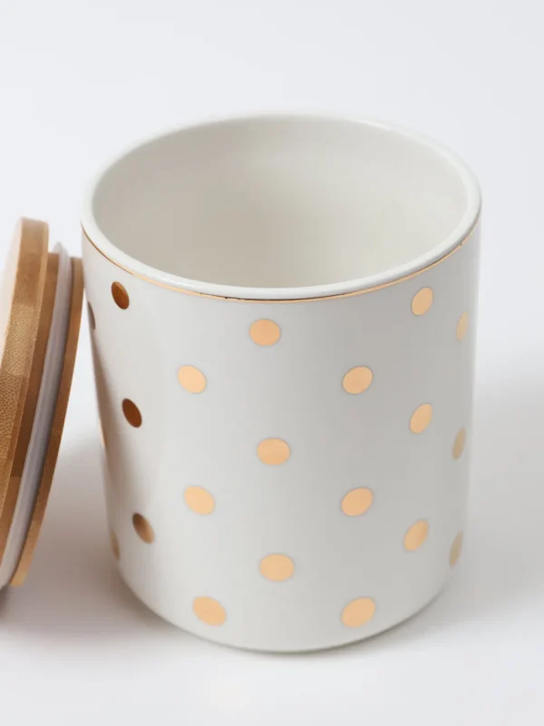 Inspire Me! Home Decor Gold Polka Dots Lidded Jar