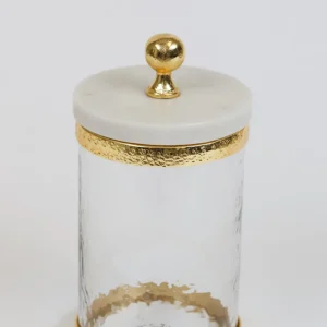 Inspire Me! Home Decor Gold Textured Rim Canisters W/ Marble Lid (3 Sizes)