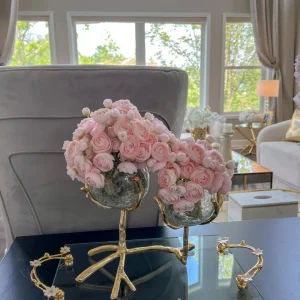 Inspire Me! Home Decor Gold Branch Centerpiece With 2 Glass Crackled Bowls
