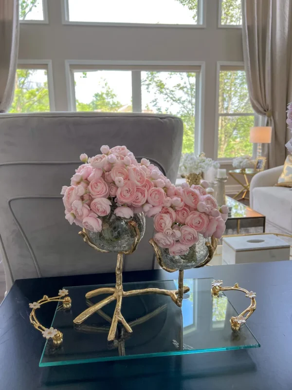 Inspire Me! Home Decor Gold Branch Centerpiece With 2 Glass Crackled Bowls