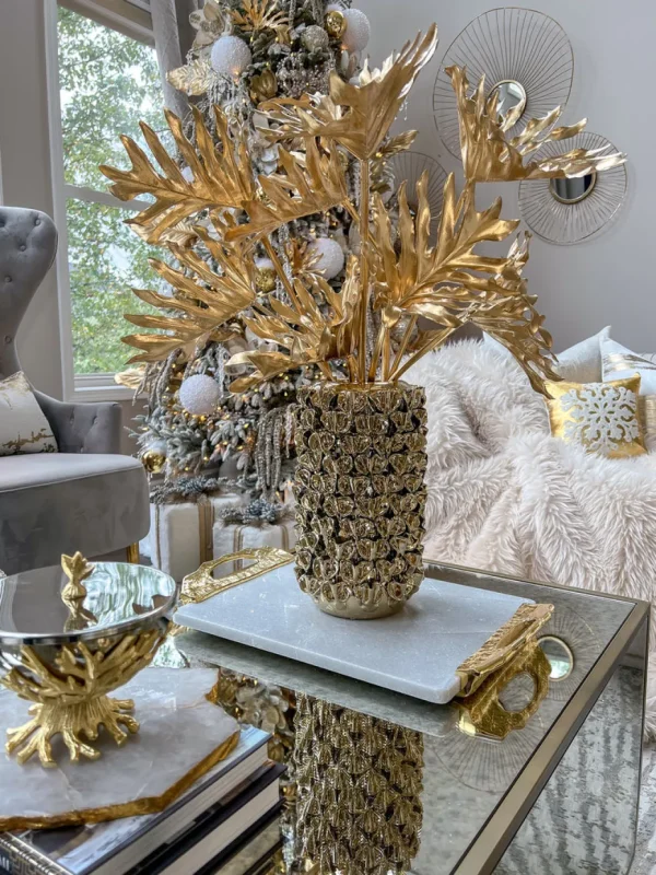 Inspire Me! Home Decor Gold Vase With Petal Design