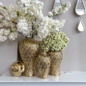 Inspire Me! Home Decor Gold Petal Textured Ginger Jars (3 Sizes)