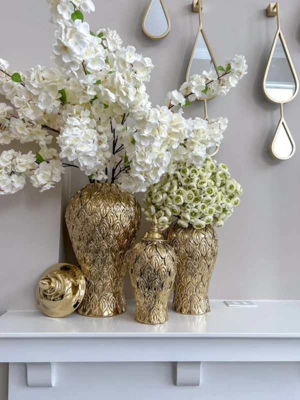 Inspire Me! Home Decor Gold Petal Textured Ginger Jars (3 Sizes)