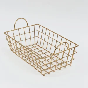 Inspire Me! Home Decor Gold Rectangular Wired Basket (3 Sizes)